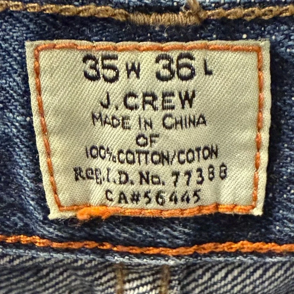 J. Crew Men 35W 36L (34) Straight Leg Denim Blue Jeans Cotton Casual Work (READ)